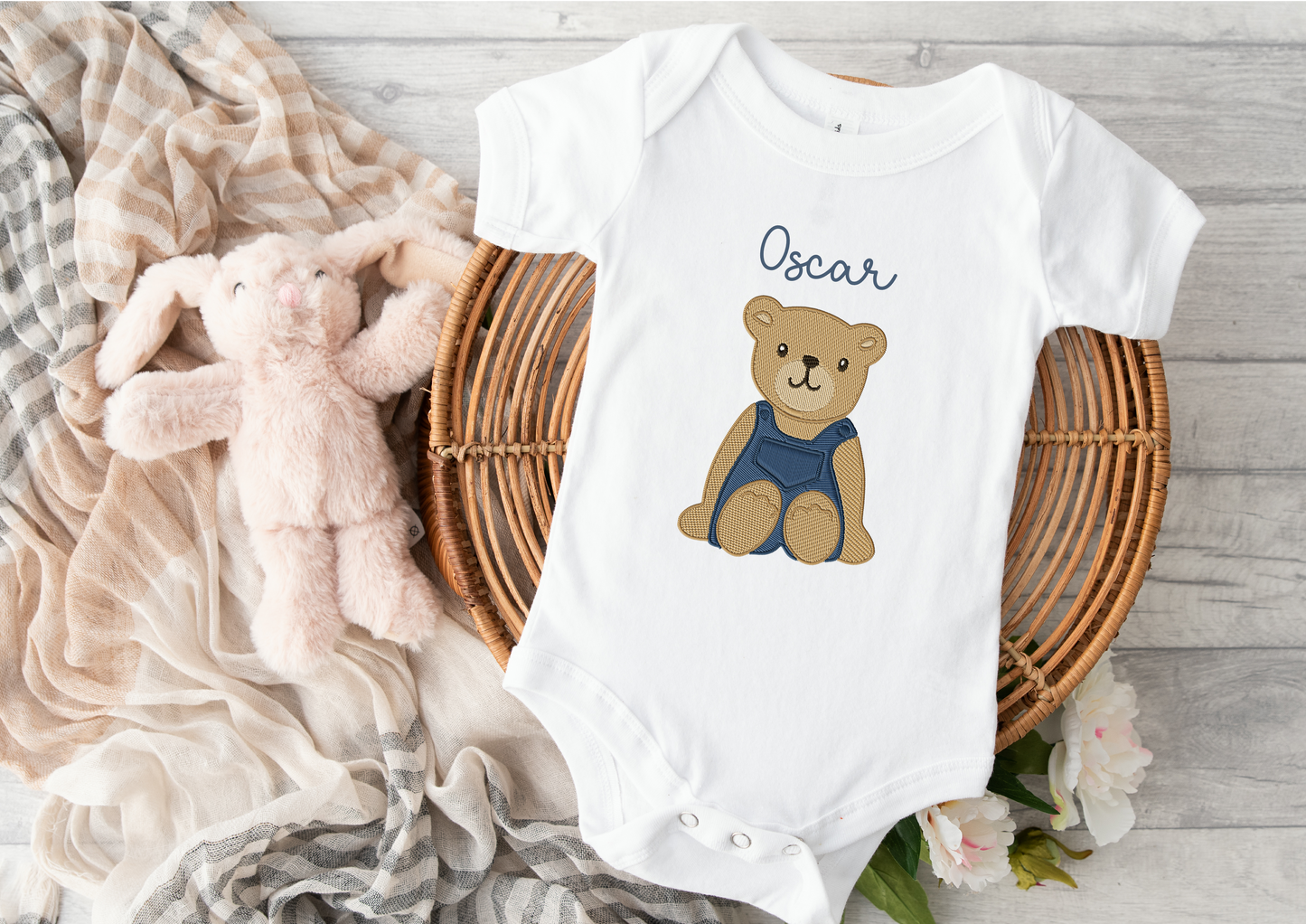 Teddy bear Babygrow - Pink and Blue