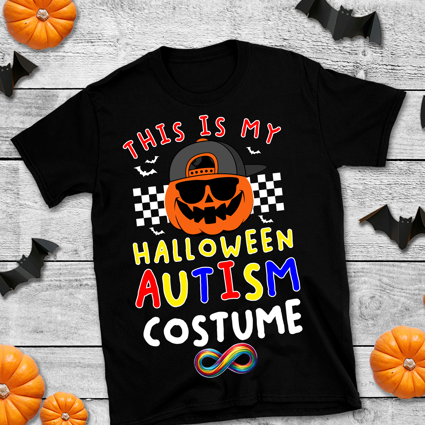 Black Halloween Autism Tshirt
