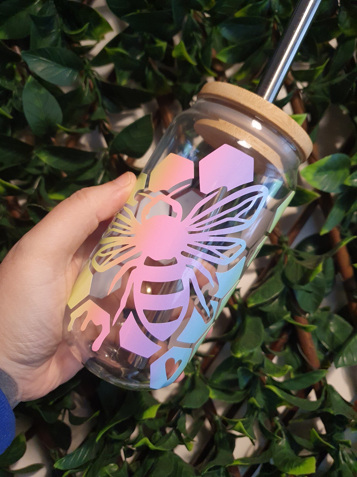 Bee and hive Libby Glass Cup