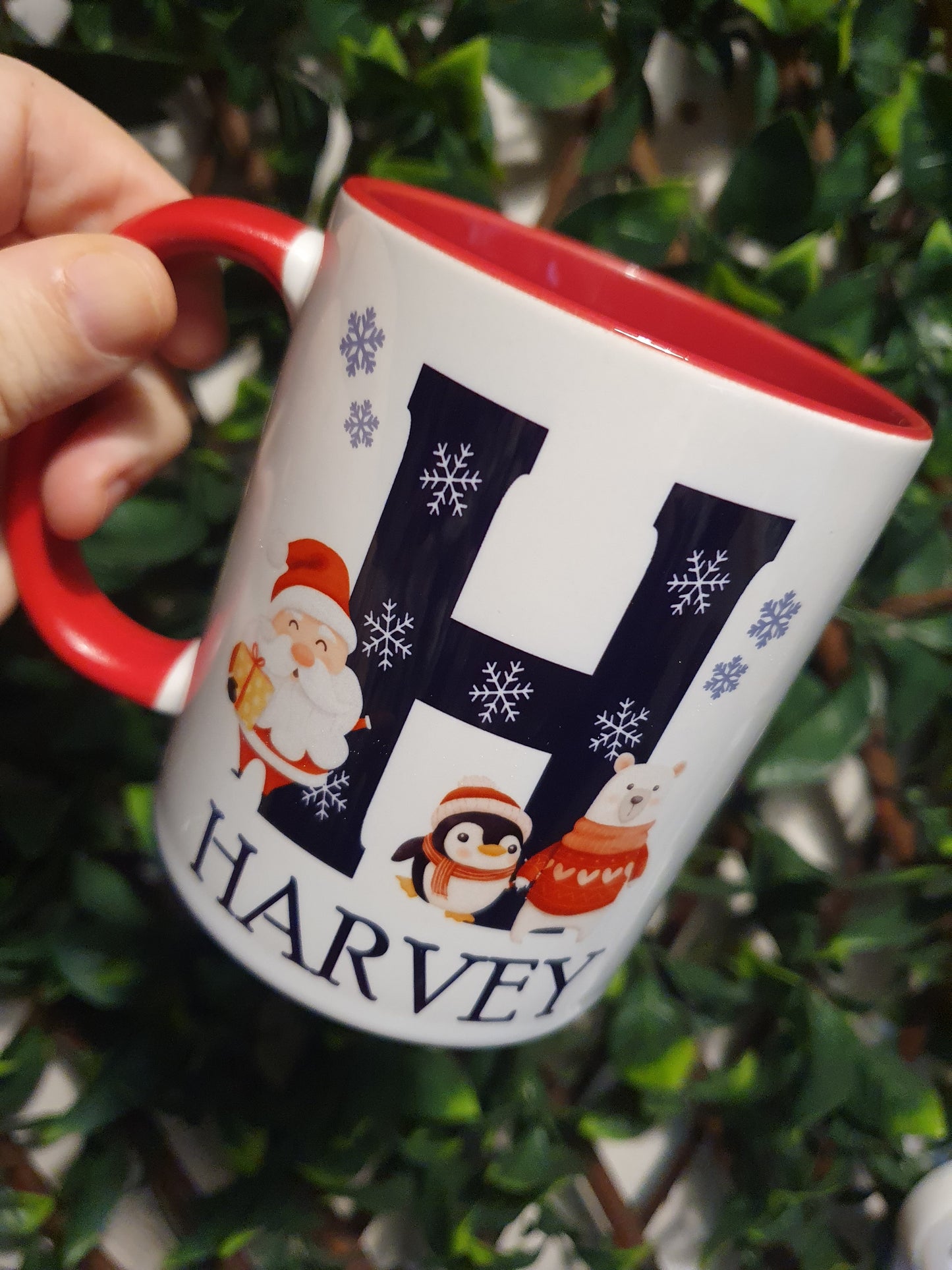 Personalised Initial Christmas Mug - Red.