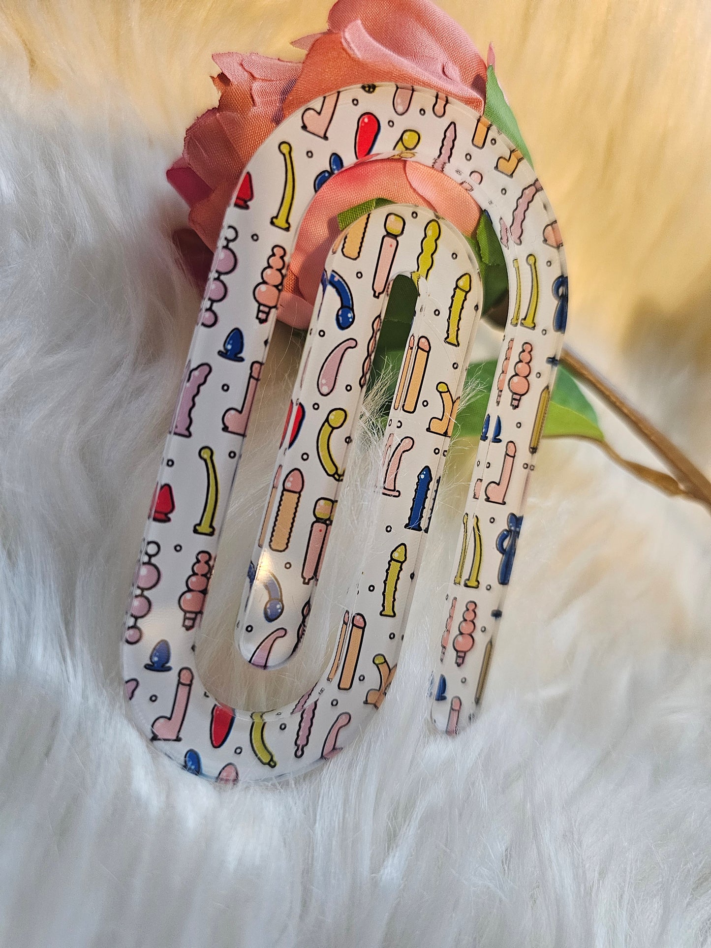 Giant Paperclip Bookmark With Adult Toy Print