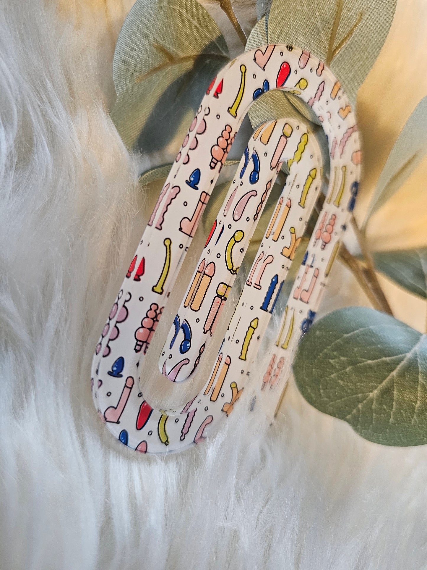 Giant Paperclip Bookmark With Adult Toy Print