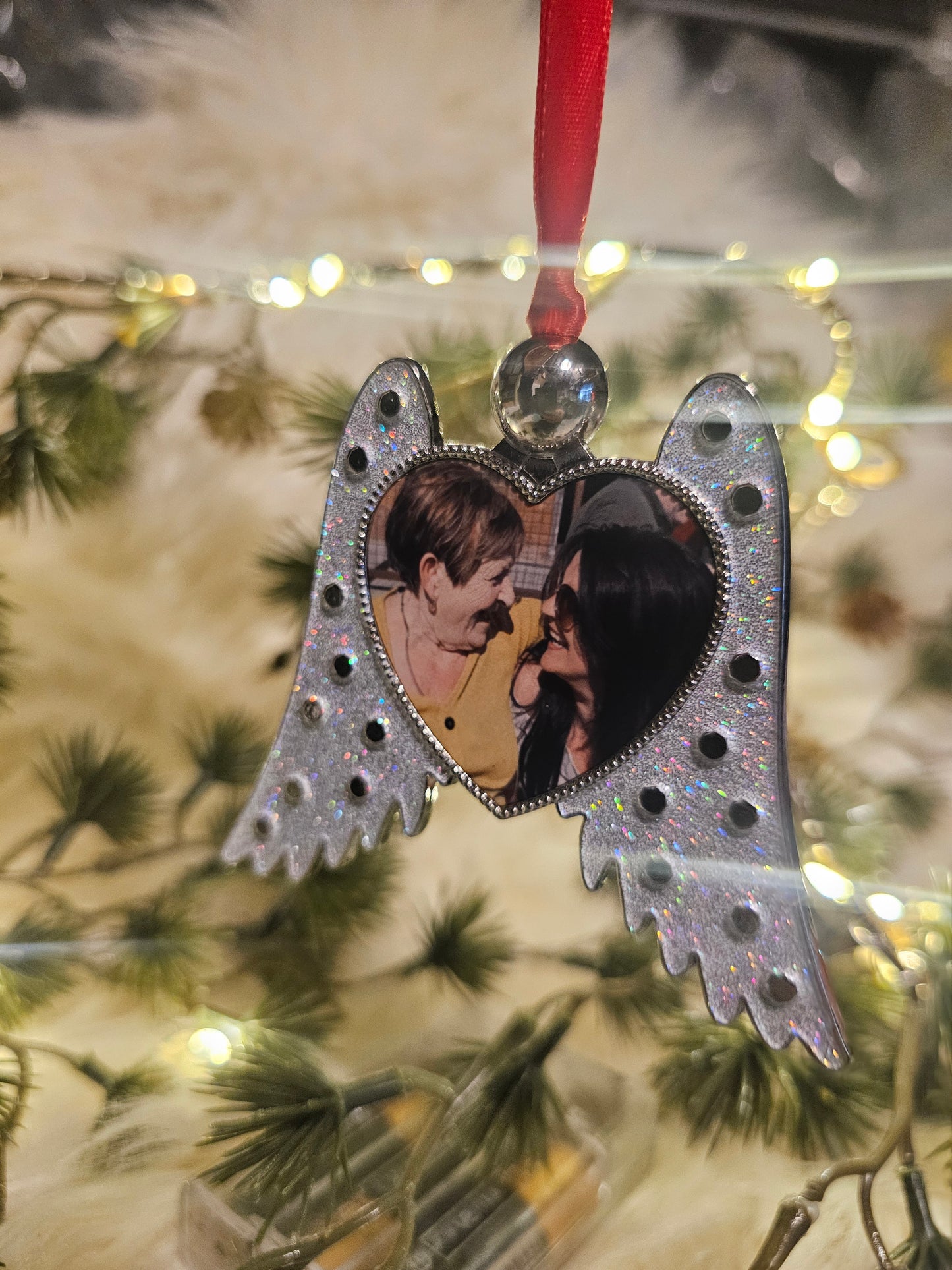 Personalised Glittery Angel Wings Tree Decoration
