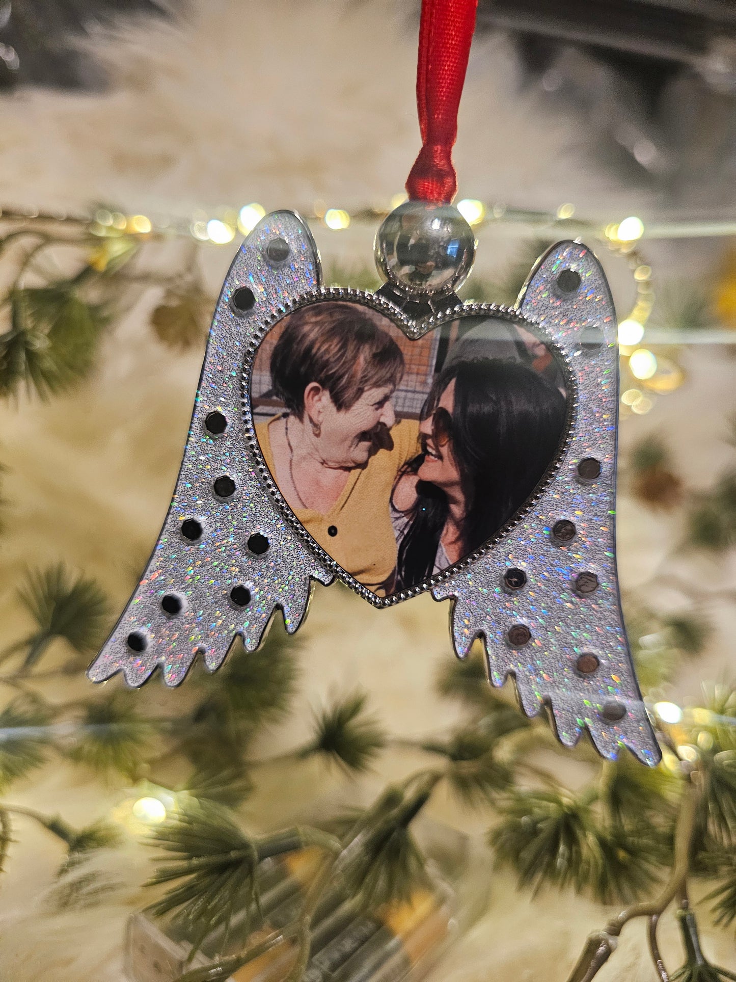 Personalised Glittery Angel Wings Tree Decoration