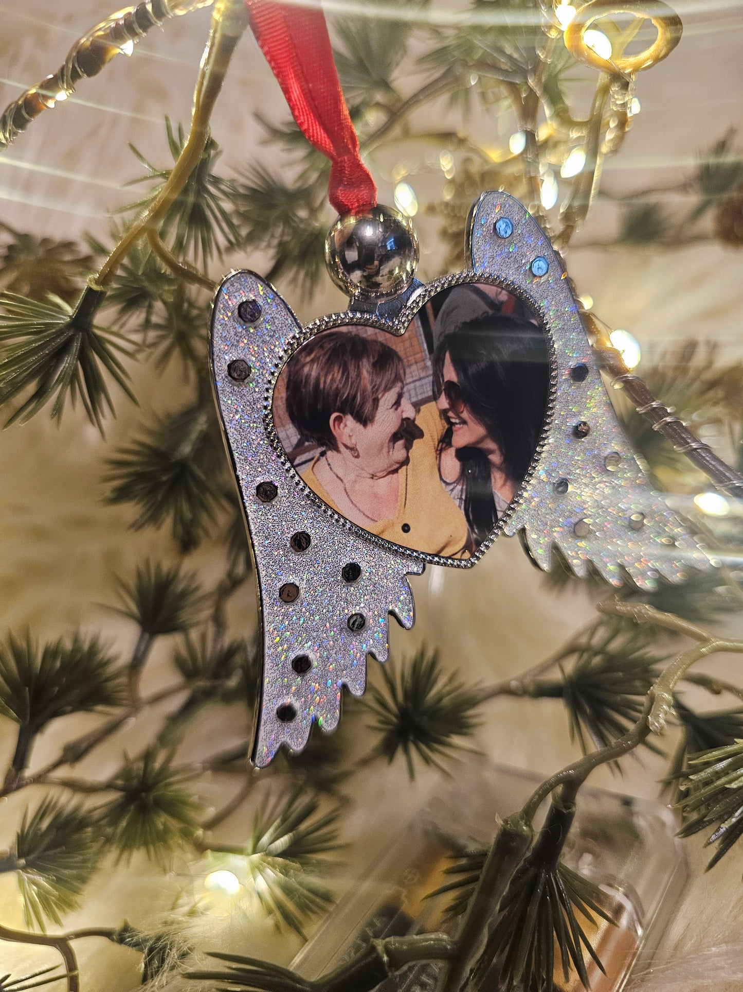 Personalised Glittery Angel Wings Tree Decoration