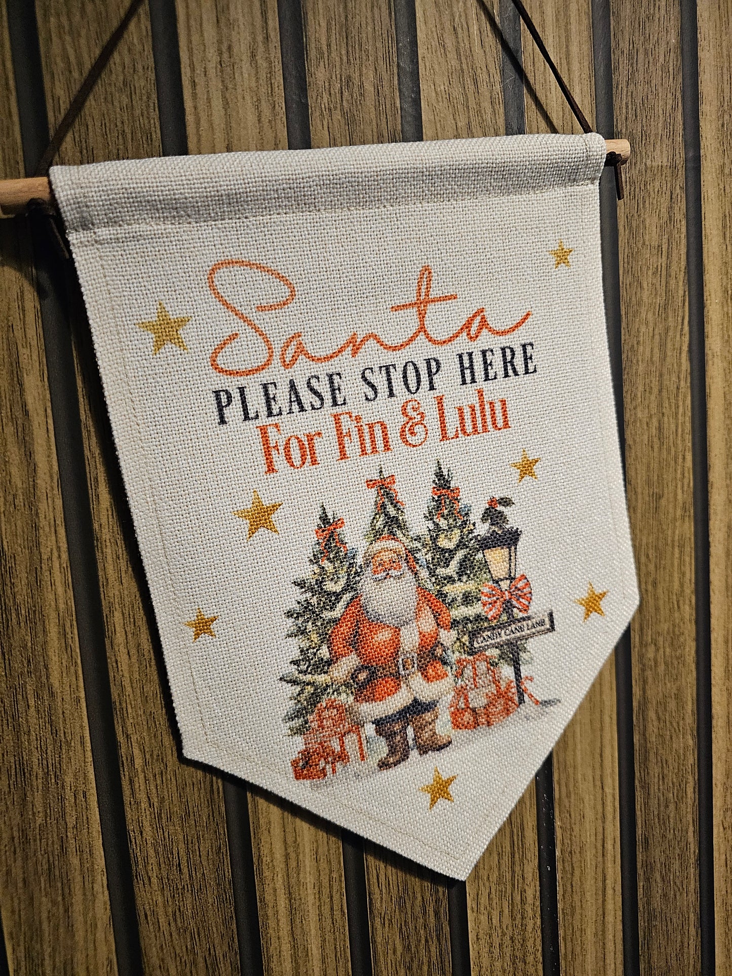 Santa please stop here Christmas Pennant