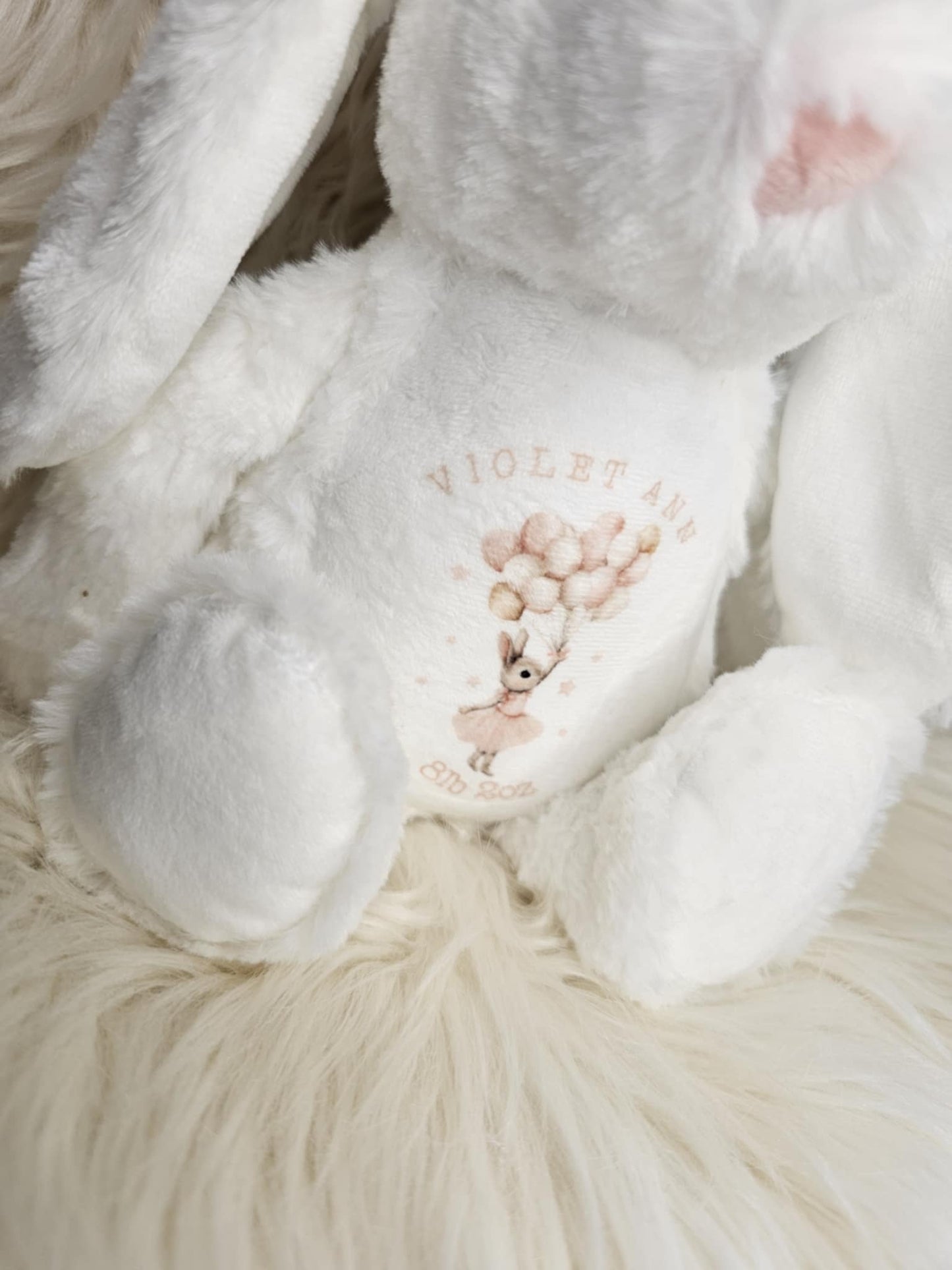 White Bunny with balloon design