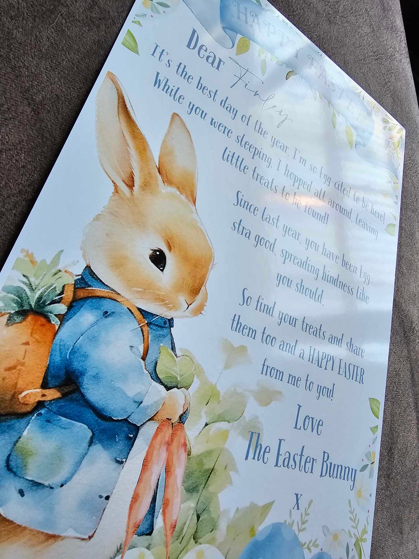 Personalised Easter Bunny Letter - Blue