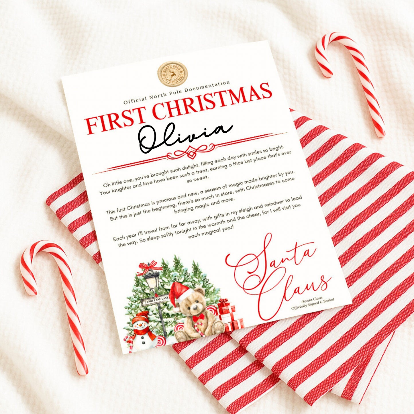 Candy Cane Personalised Christmas Letters - Various Styles