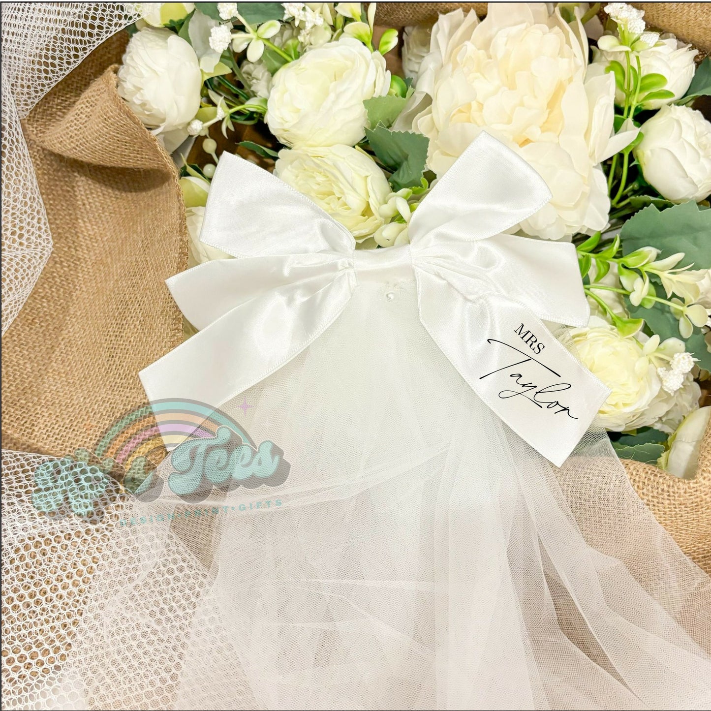 Personalised Wedding or Hen Bow Veil
