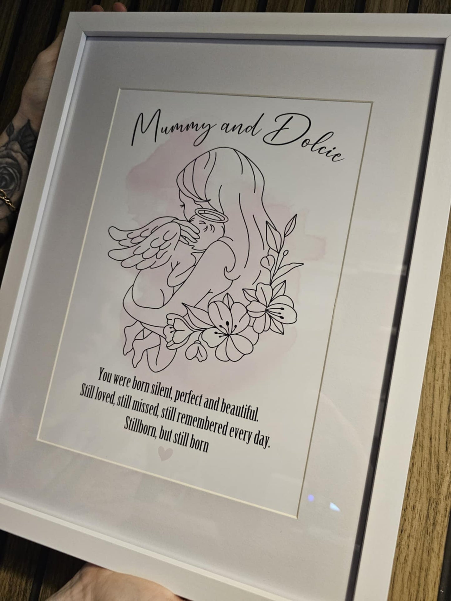 Baby loss mother holding a baby memorial prints