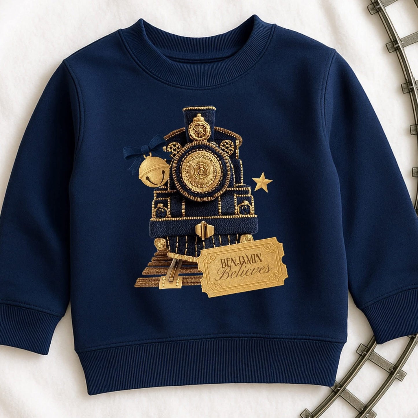 Personalised Train Embroidered Look Sweatshirt - Various Colours