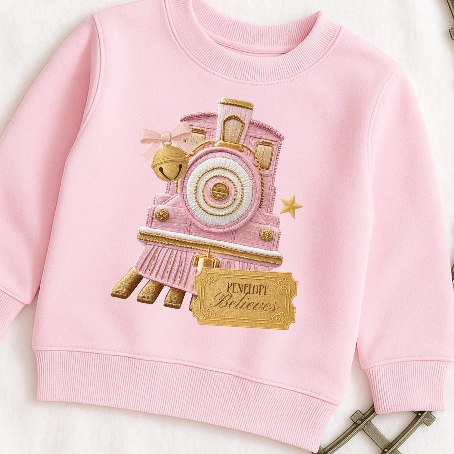 Personalised Train Embroidered Look Sweatshirt - Various Colours