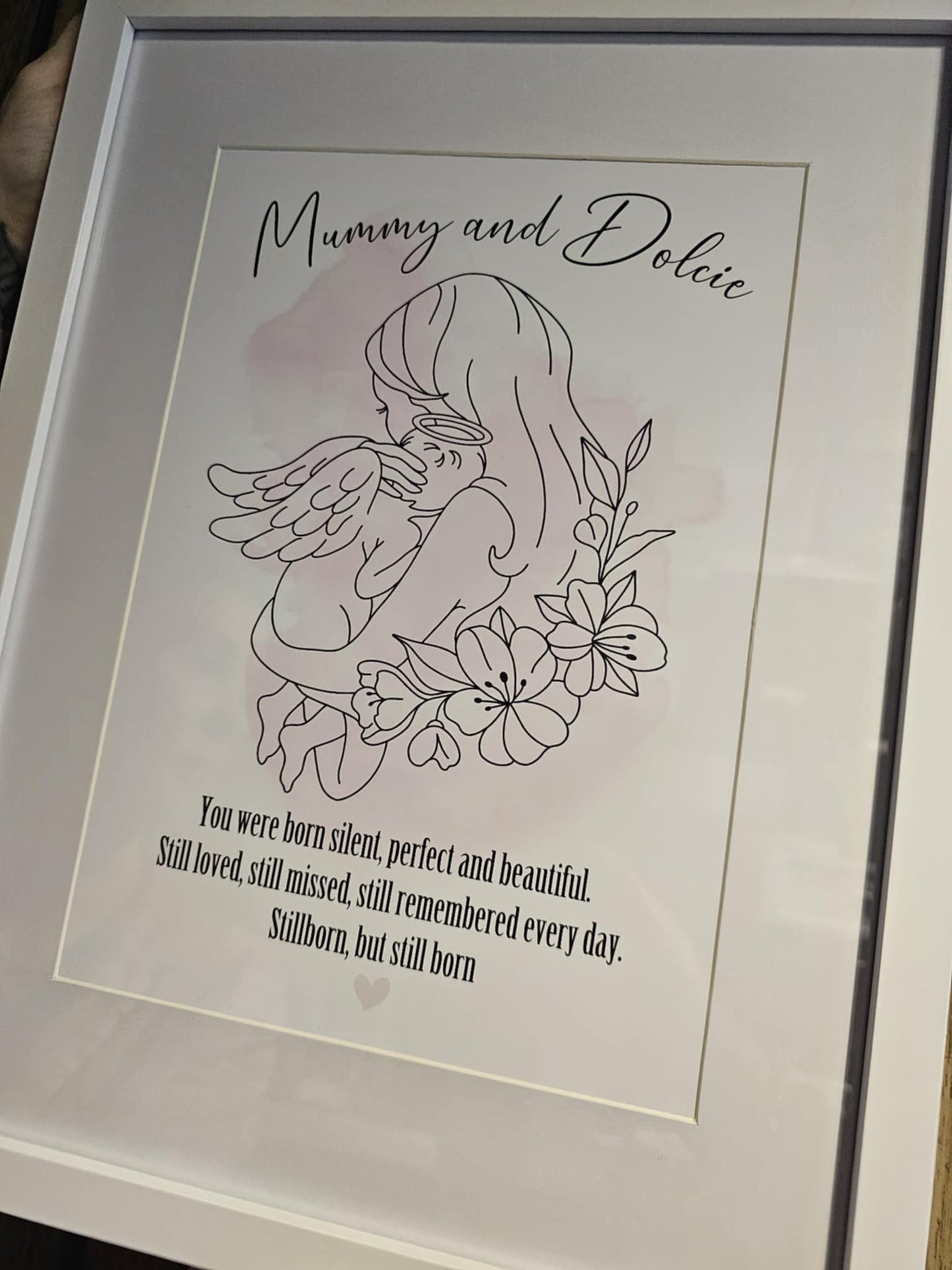 Baby loss mother holding a baby memorial prints