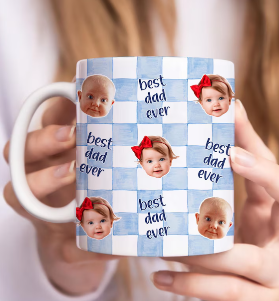 Father's Day Face Mug - Blue and green are available