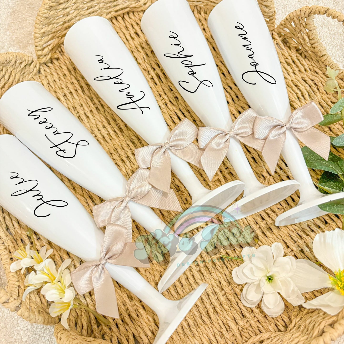 Personalised plastic champagne flutes