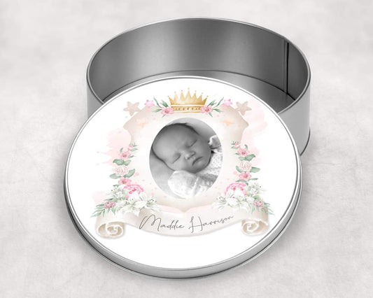 Round Baby Crest Memory Tin