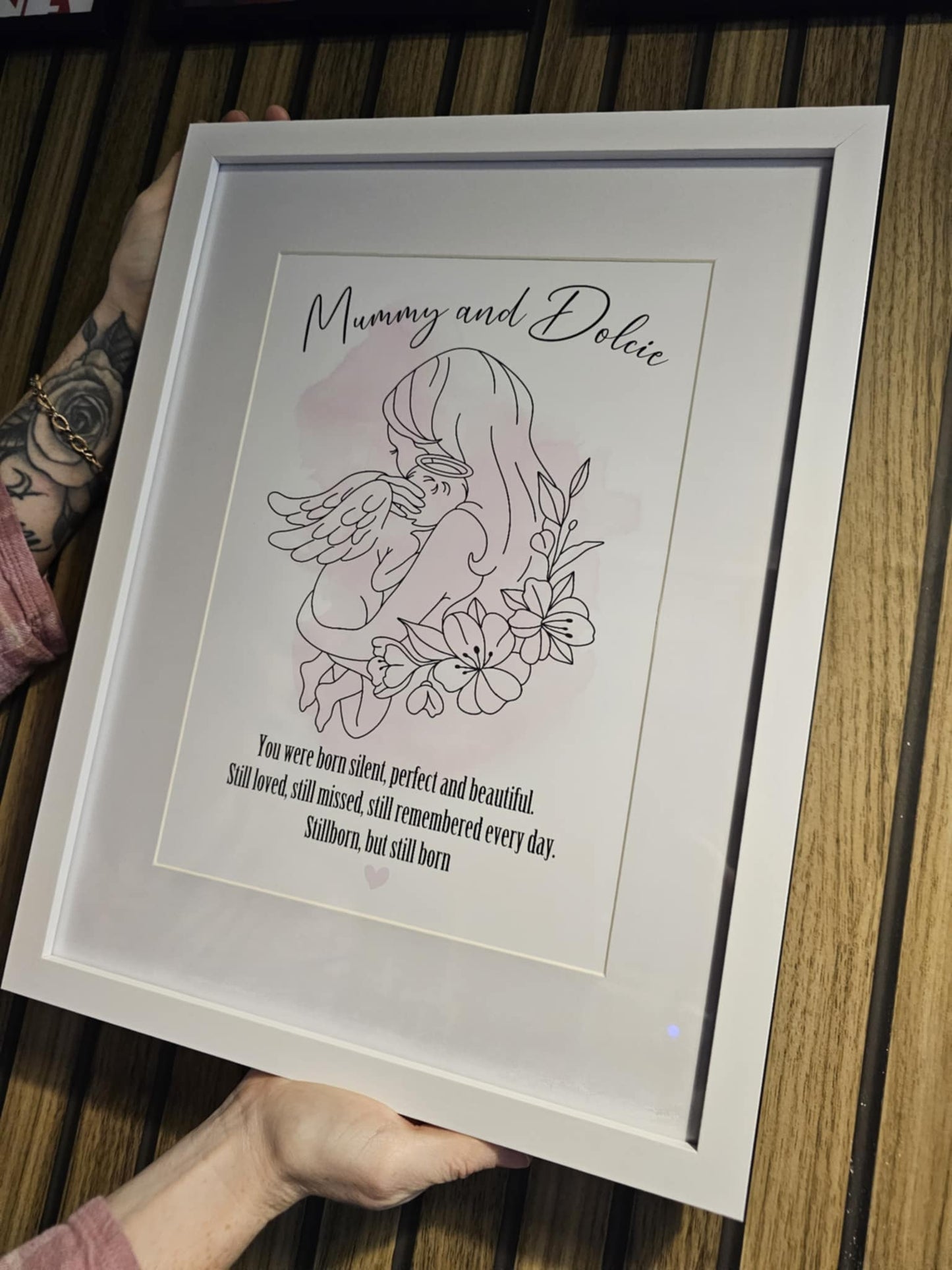 Baby loss mother holding a baby memorial prints