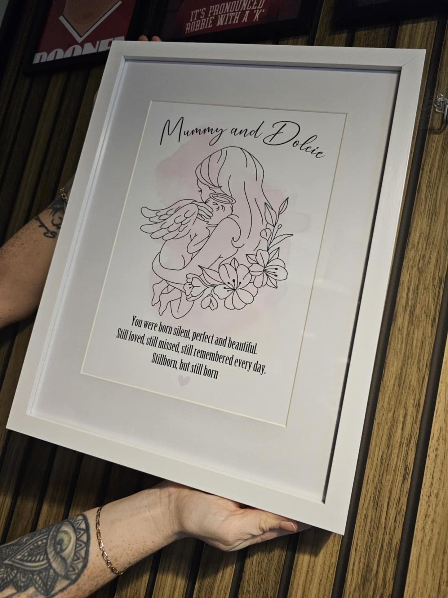Baby loss mother holding a baby memorial prints