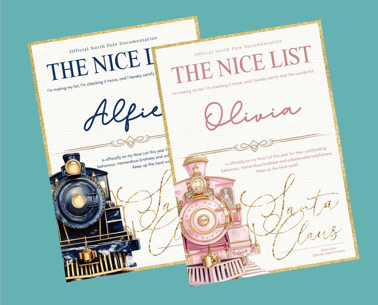 Nice List Personalised Christmas Letter - Trains