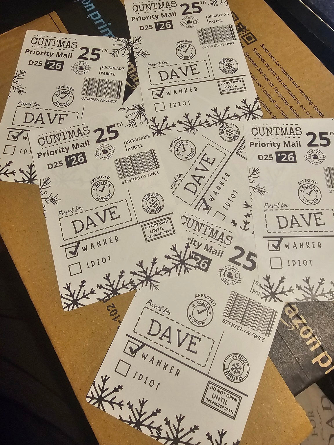 Personalised sweary Christmas sticky parcel labels