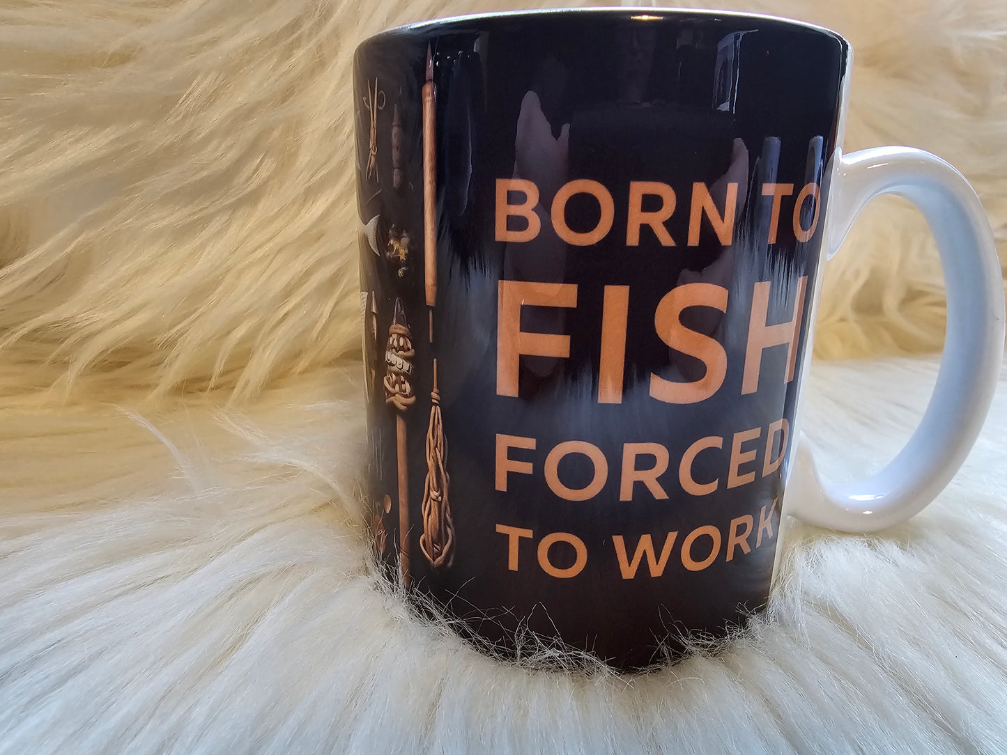 Born to fish forced to work mug