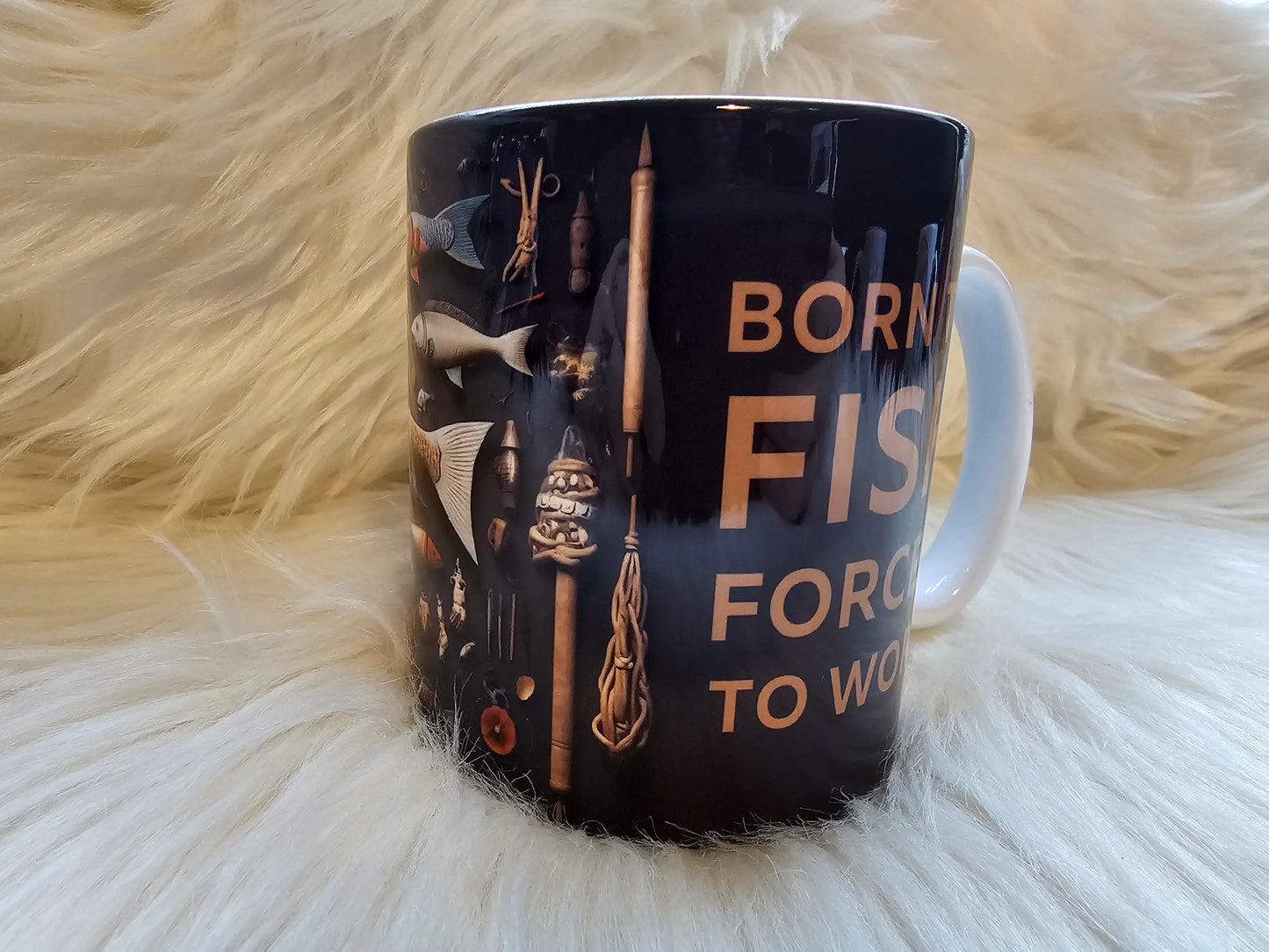 Born to fish forced to work mug