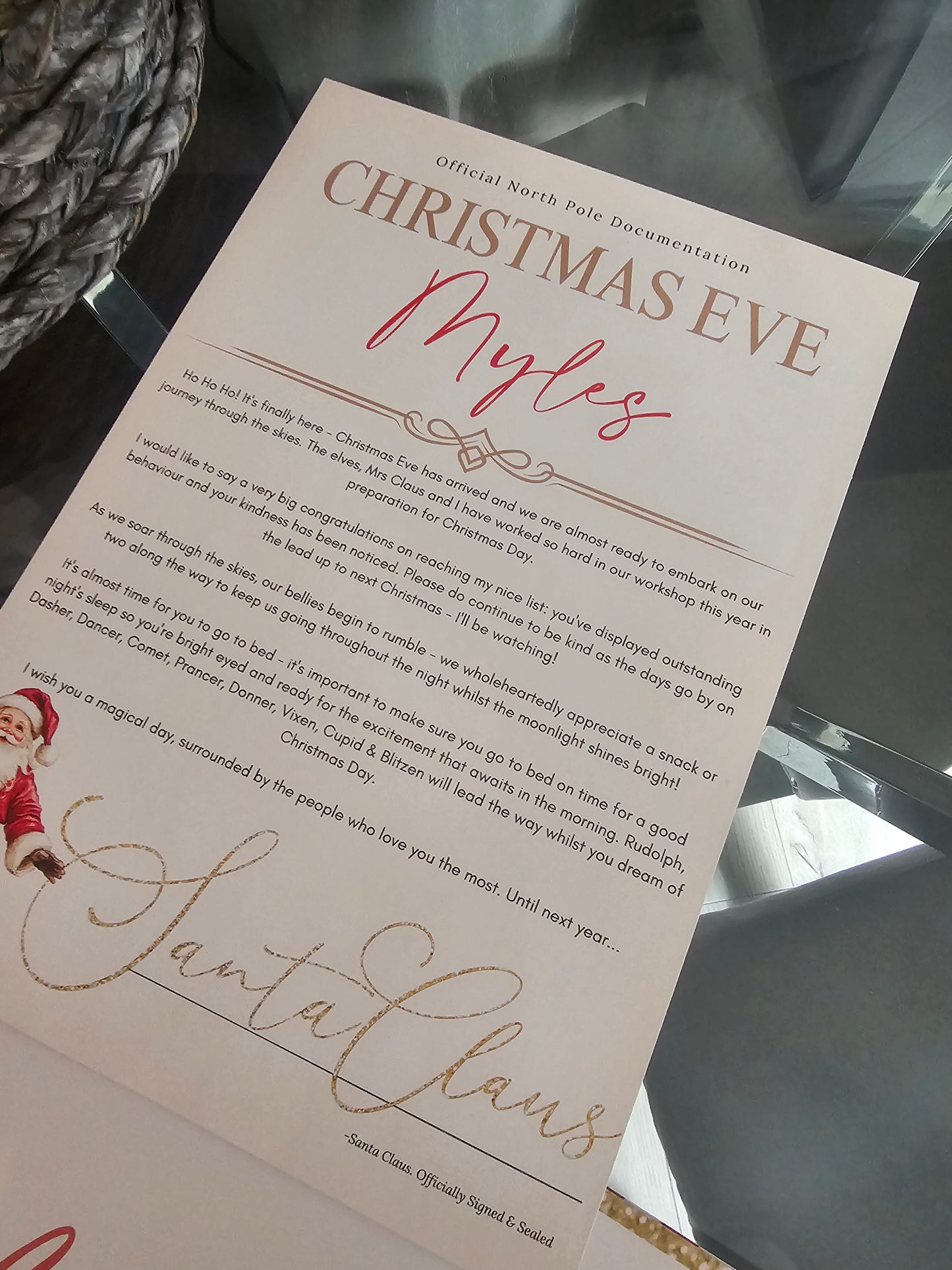 Christmas eve breakfast Set - Placemat, box and letter.