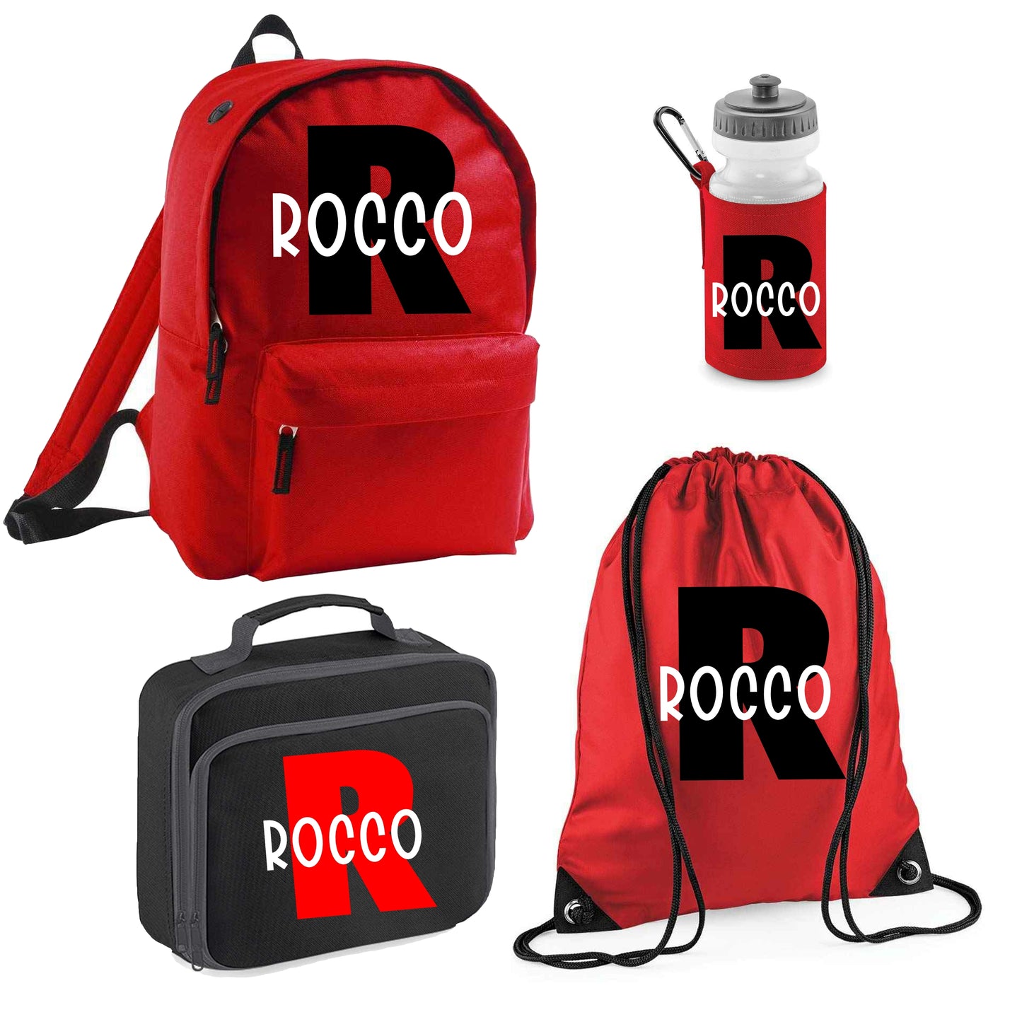 Personalised Initial School Bags - Red