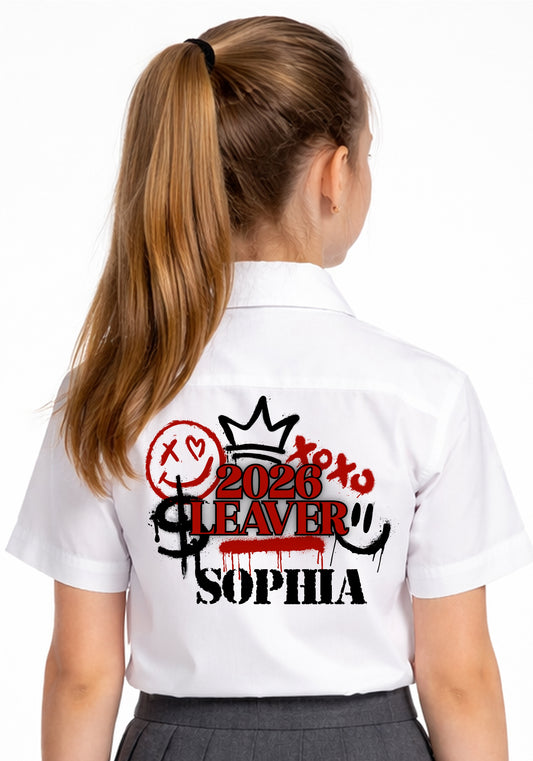 Leavers Shirt Design Red and Black Smiley - Print only