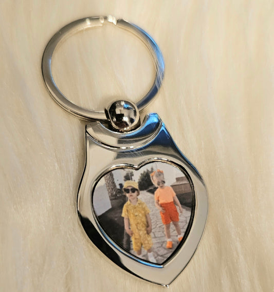 Heart Tear Shape Photo Keyring