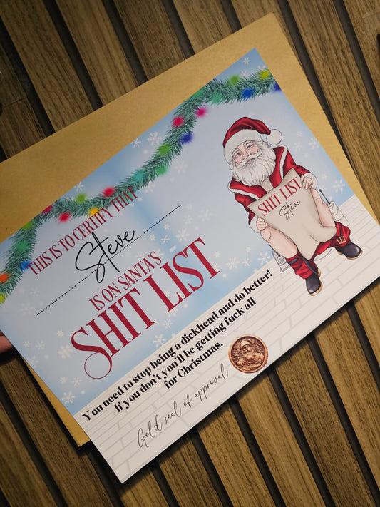 Santa's Shit List Letter