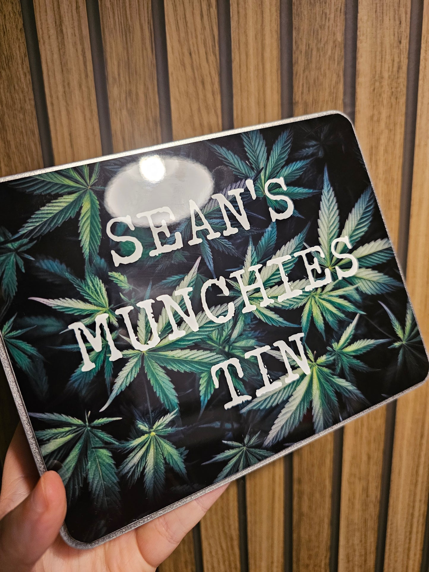 Munchies Tin With Leaf Print