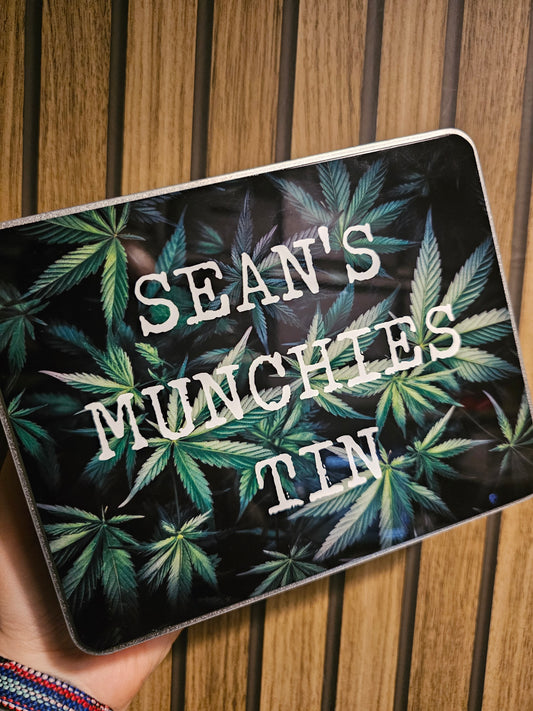 Munchies Tin With Leaf Print