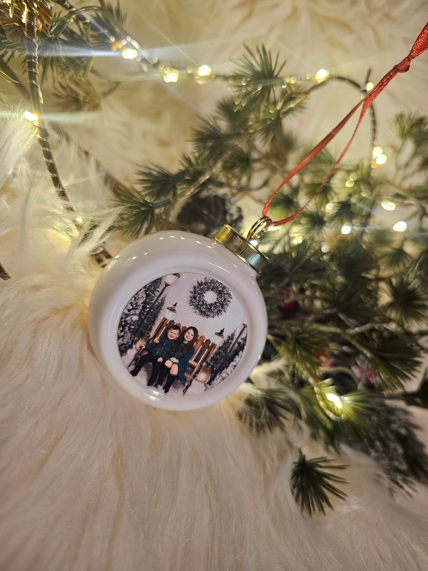 Ceramic photo bauble printed with your photo