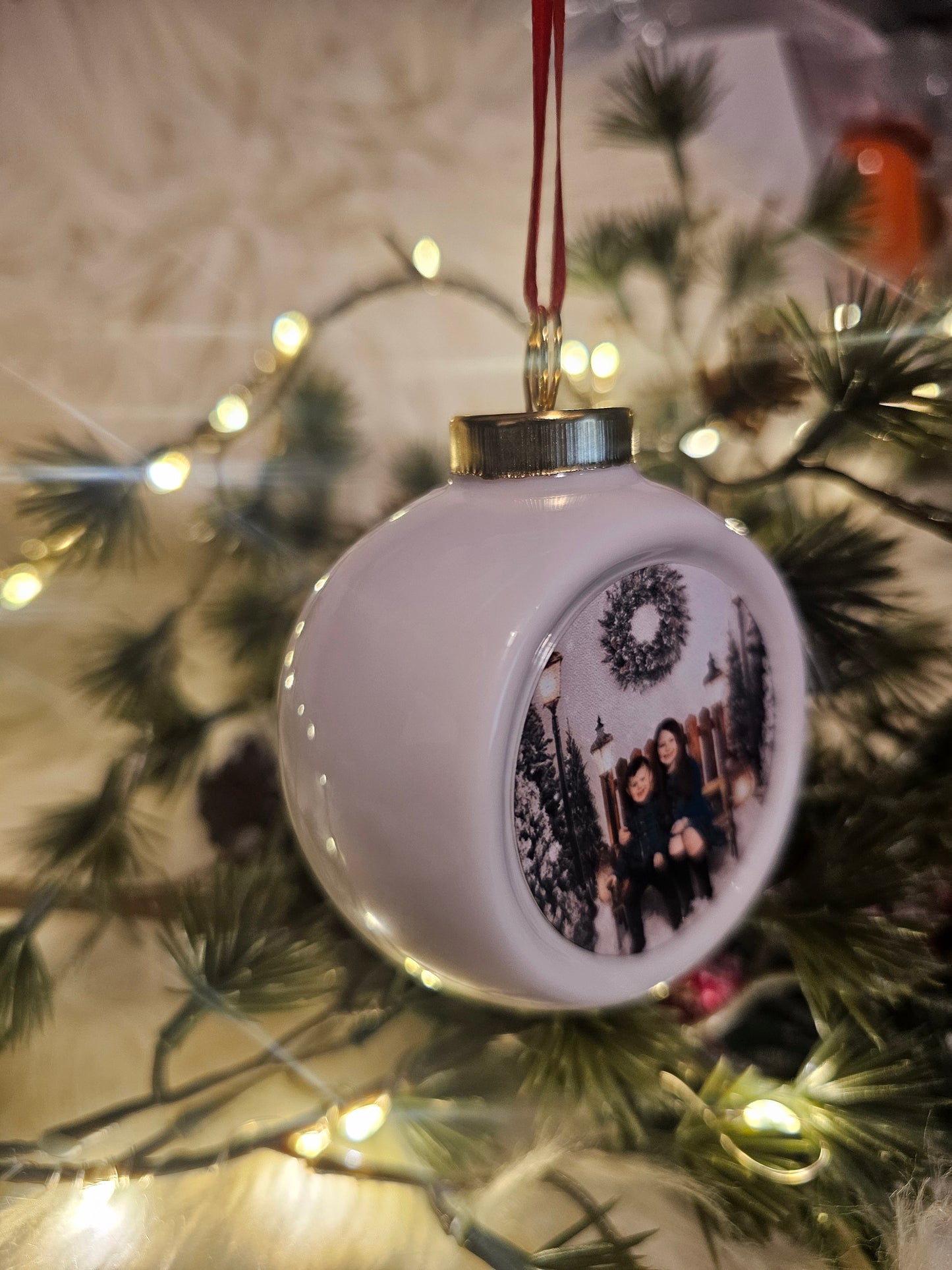 Ceramic photo bauble printed with your photo