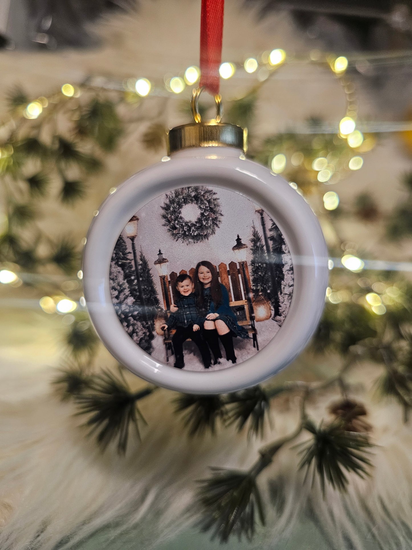 Ceramic photo bauble printed with your photo