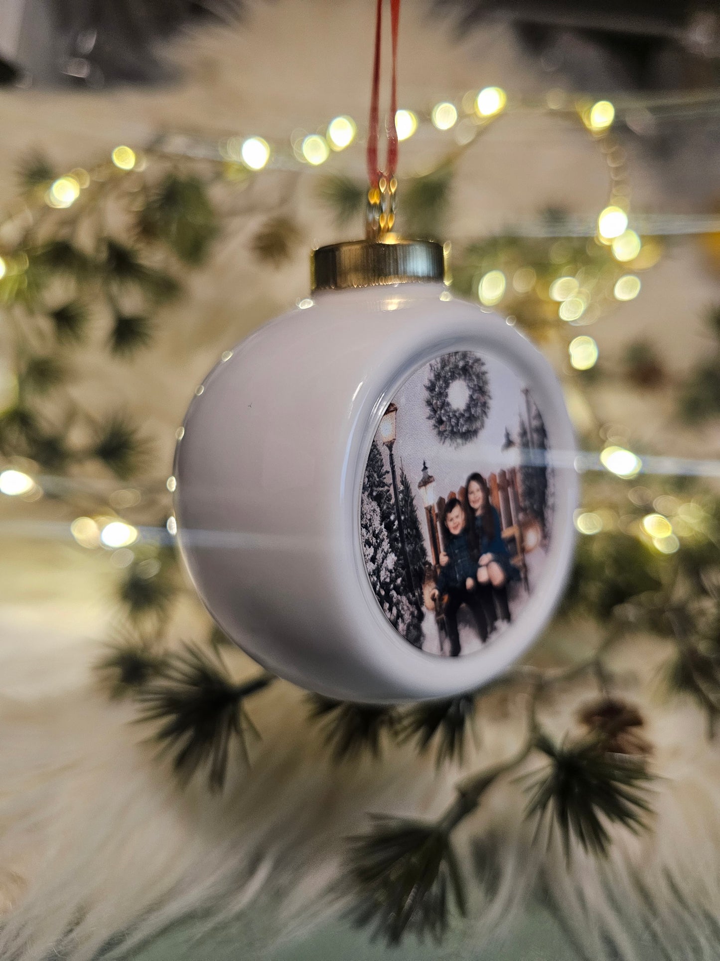 Ceramic photo bauble printed with your photo