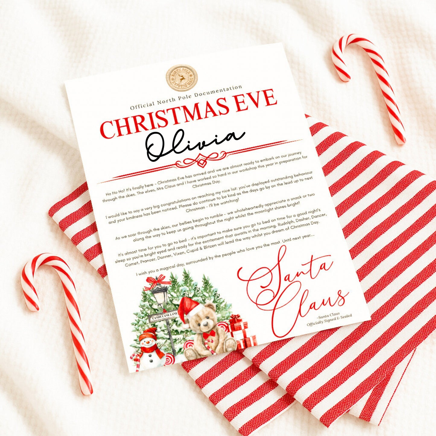 Candy Cane Personalised Christmas Letters - Various Styles