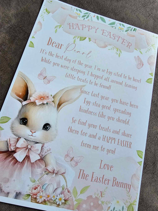 Personalised Easter Bunny Letter - Pink