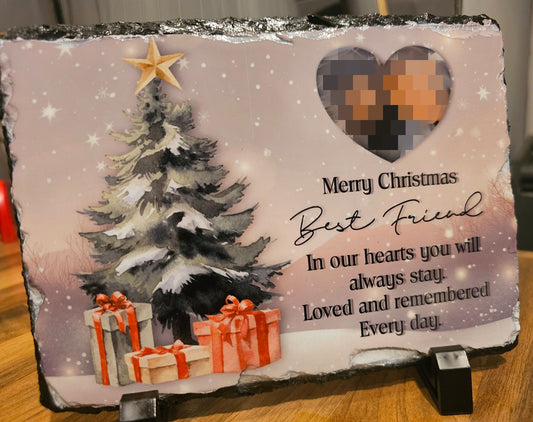 Personalised Photo Christmas Slate Memorial Any Name