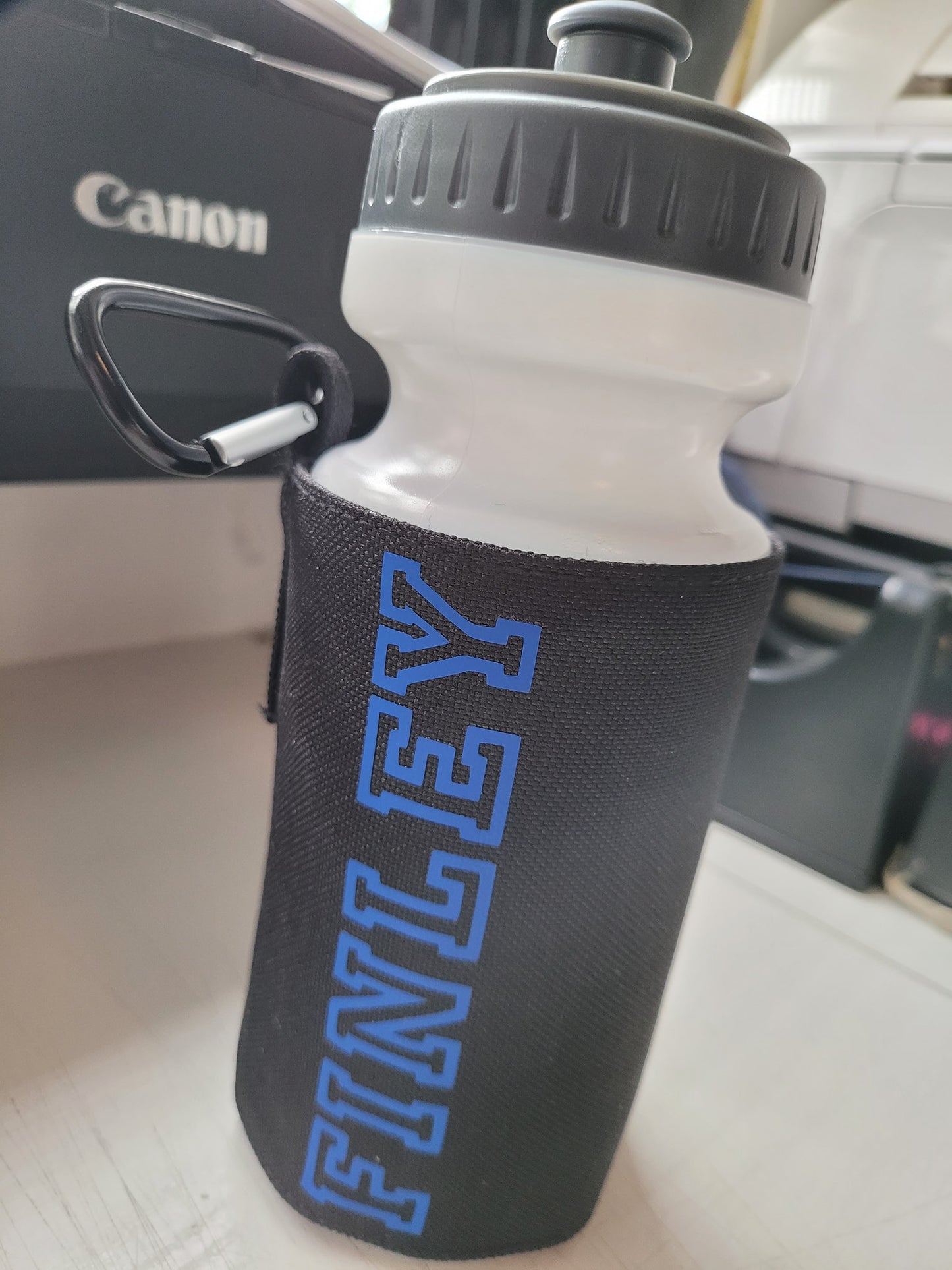 Personalised plastic drink bottle with cover