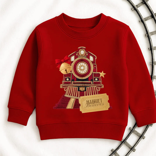 Personalised Train Embroidered Look Sweatshirt - Various Colours
