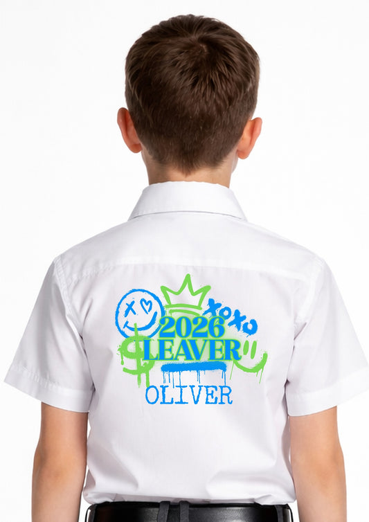 Leavers Shirt Design Green Smiley - Print only
