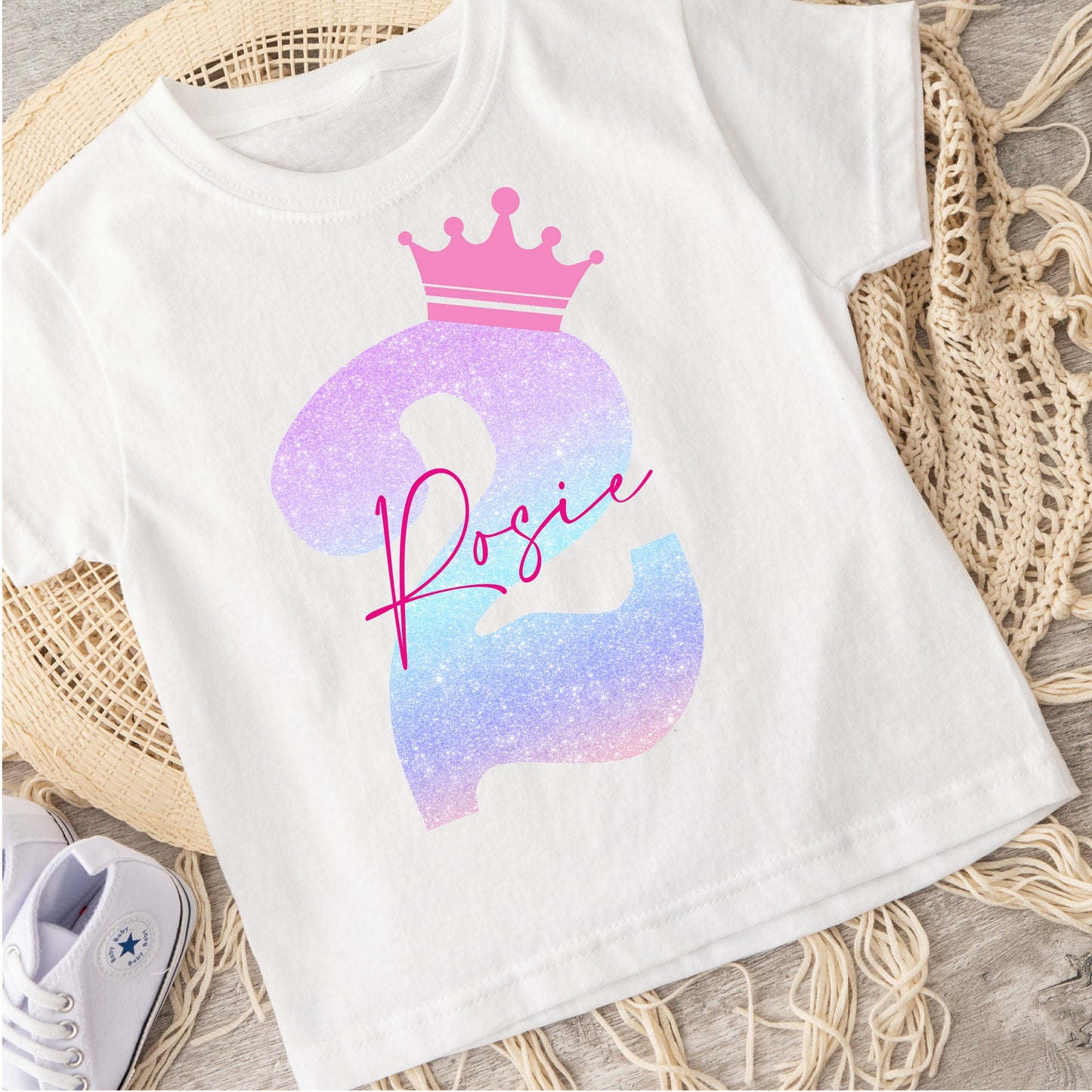 Personalised birthday age tshirt with ombre design