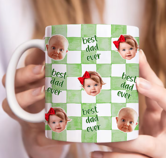 Father's Day Face Mug - Blue and green are available