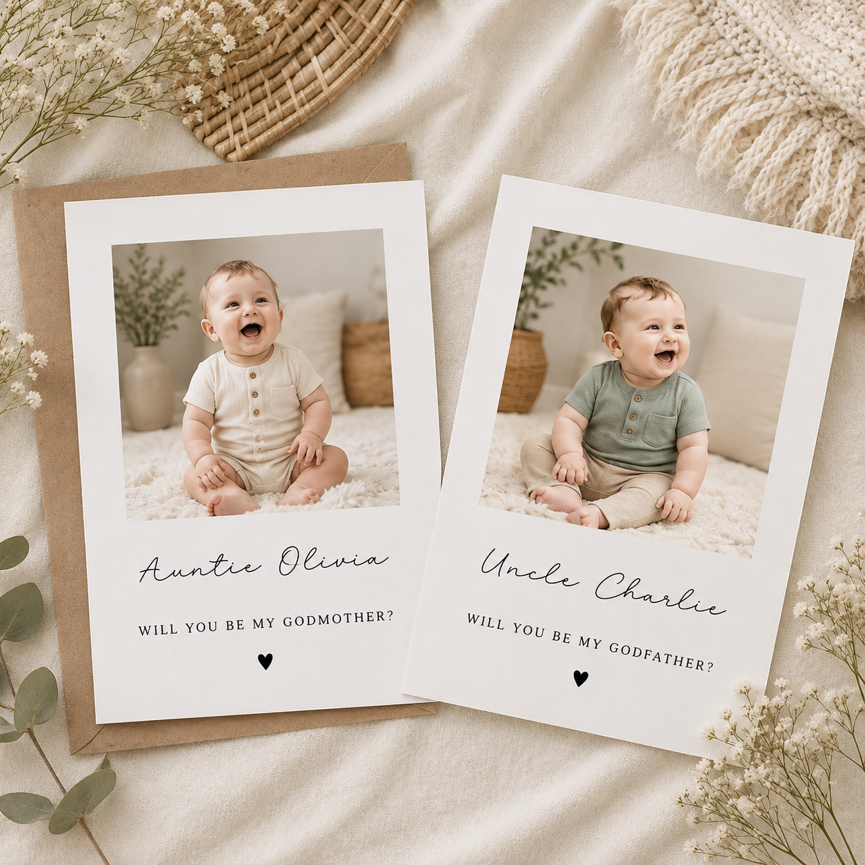 Personalised Will You Be My Godparent Postcard size a6, Godparent invite.