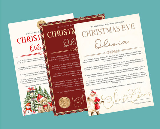 Christmas Eve Personalised Christmas Letter - Various Styles