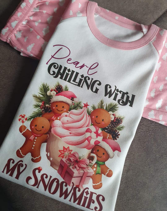 Kids Christmas Personalised Snowmies Pyjamas