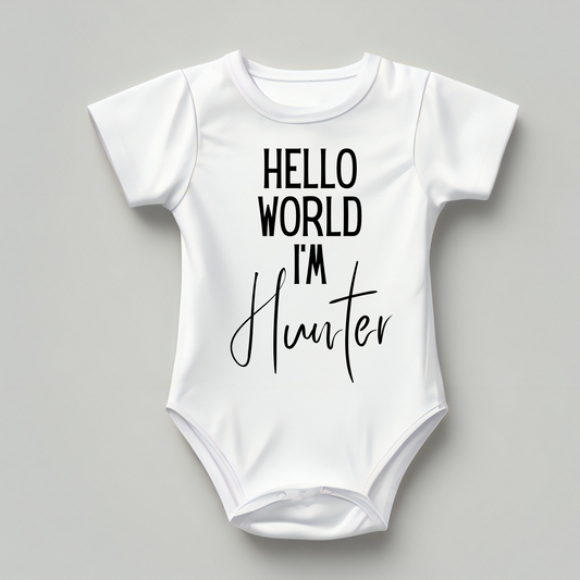 Hello world personalised Baby Vest